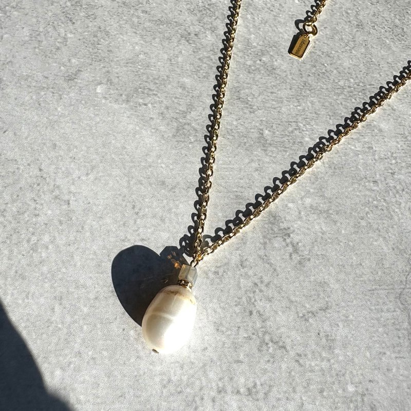 Pearl White Cream Ivory Ecru Necklace Perfume Bottle Daily Simple Swarovski Gold - 項鍊 - 珍珠 白色