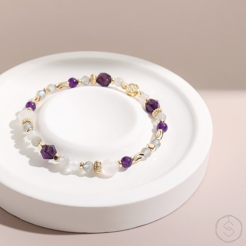 Yuyi | Amethyst Labradorite White Crystal Lavender Amethyst | Natural Crystal Bracelet - Bracelets - Crystal Purple