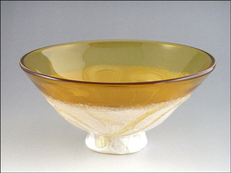 Glass Matcha Bowl (Matcha Tea Bowl, Unryu Kohaku) Can be used with hot water, Comes in a cosmetic box - Bowls - Glass 