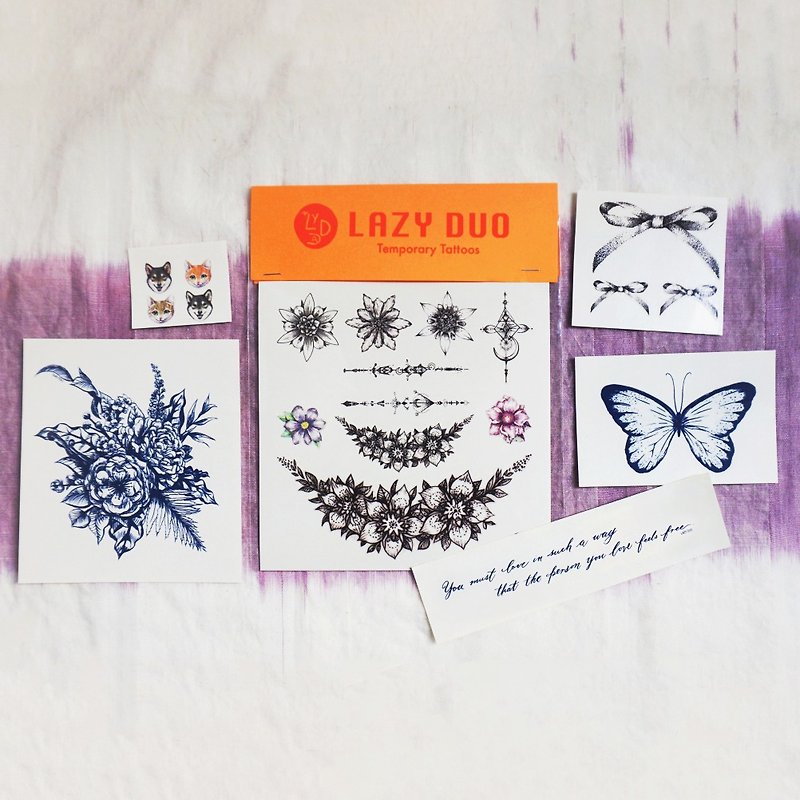 Goody Bag - LAZY DUO Temporary Tattoo Stickers · Set G · - สติ๊กเกอร์แทททู - กระดาษ หลากหลายสี