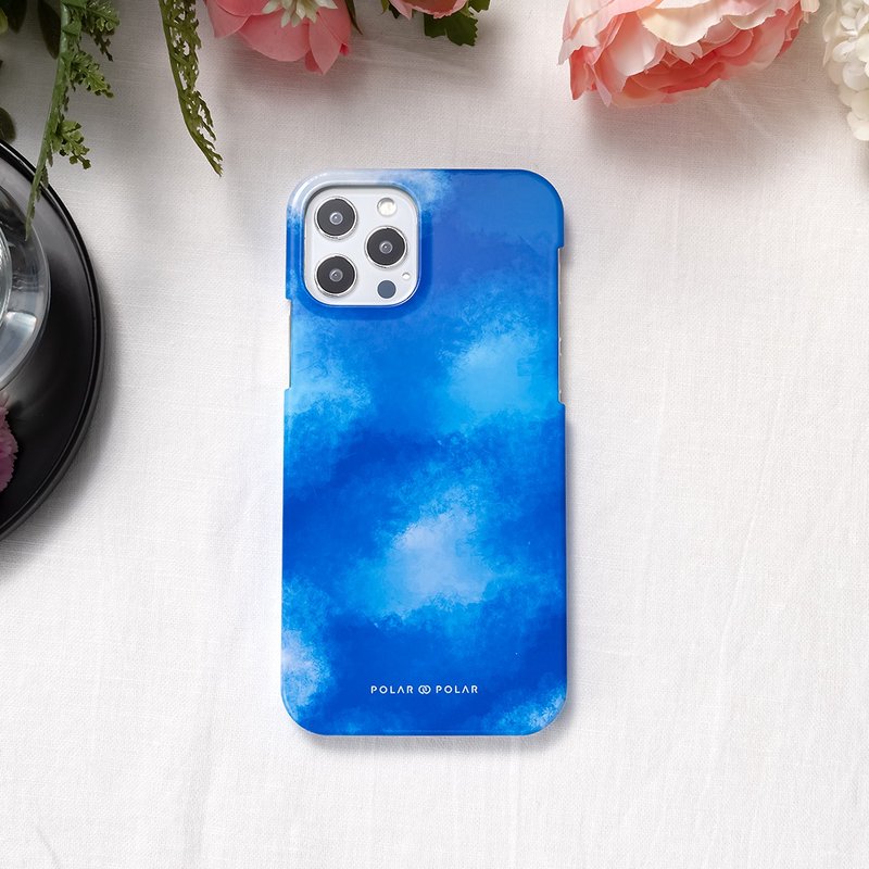 iPhone / Samsung 夏之彩雲 藍色 半包硬殼 手機殼【客製】 - 手機殼/手機套 - 塑膠 藍色