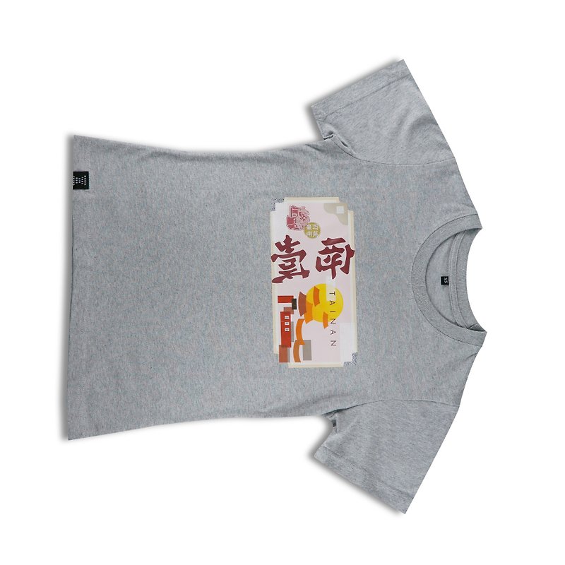 Taiwan flip text│Tainan Fucheng shape T-grey - เสื้อฮู้ด - ผ้าฝ้าย/ผ้าลินิน สีเทา
