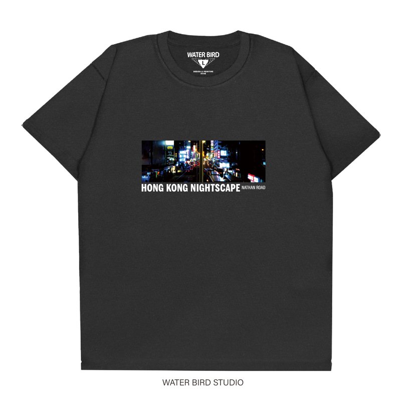 彌敦道 - T-Shirt - 男 T 恤 - 棉．麻 黑色