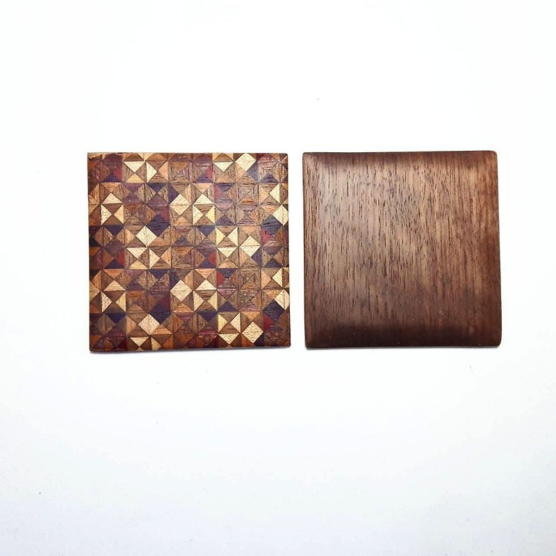 Triangular dark wood joinery/walnut double-sided coaster - Coasters - Wood Multicolor