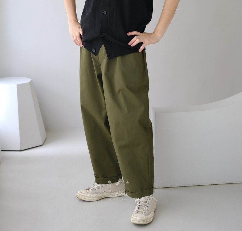 仕德軍挺版老爺九分褲 - 2色 - 綠仕 - 女長褲 - 棉．麻 綠色