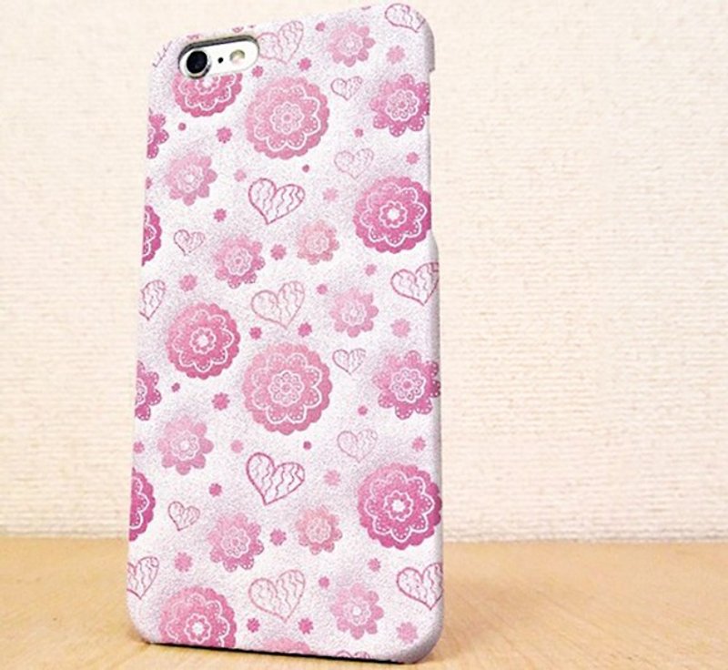 Free shipping ☆ Cute heart and flower pattern smartphone case - Phone Cases - Plastic Pink