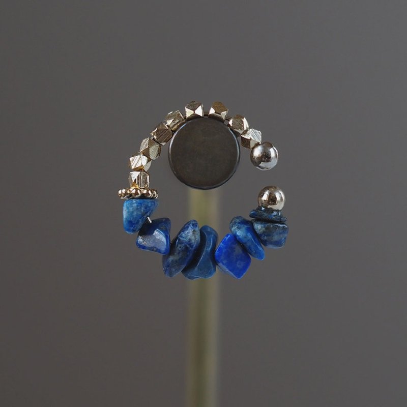 | 2way | Lapis lazuli x gold ear cuff | December and April birthstones - Earrings & Clip-ons - Semi-Precious Stones Blue