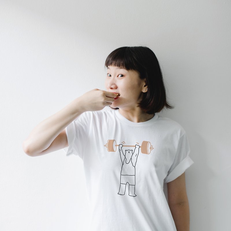 BE(AR) STRONG, Changeable color t-shirt (White) - 中性衛衣/T 恤 - 棉．麻 白色