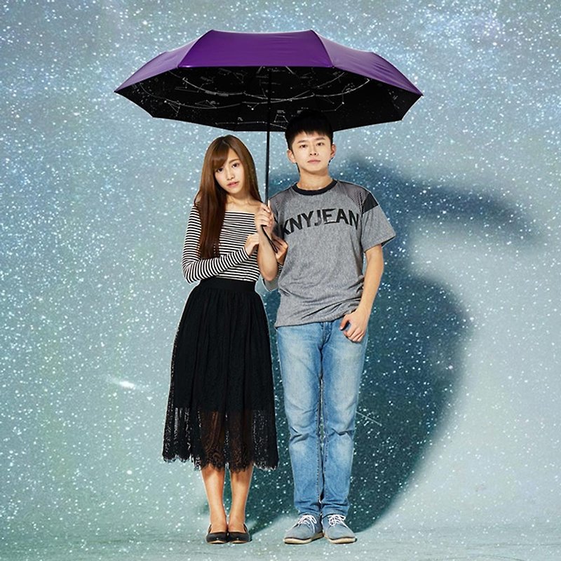 雙龍牌夏夜星空超大傘面輕量降溫黑膠折傘雨傘 - 雨傘/雨衣 - 防水材質 紫色