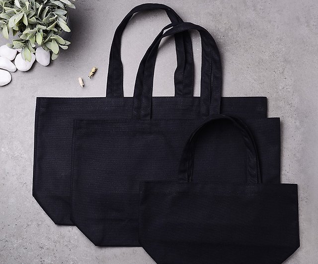 Eco-friendly canvas wenqing storage plain tote bag (black) - Shop hezhi  Handbags & Totes - Pinkoi
