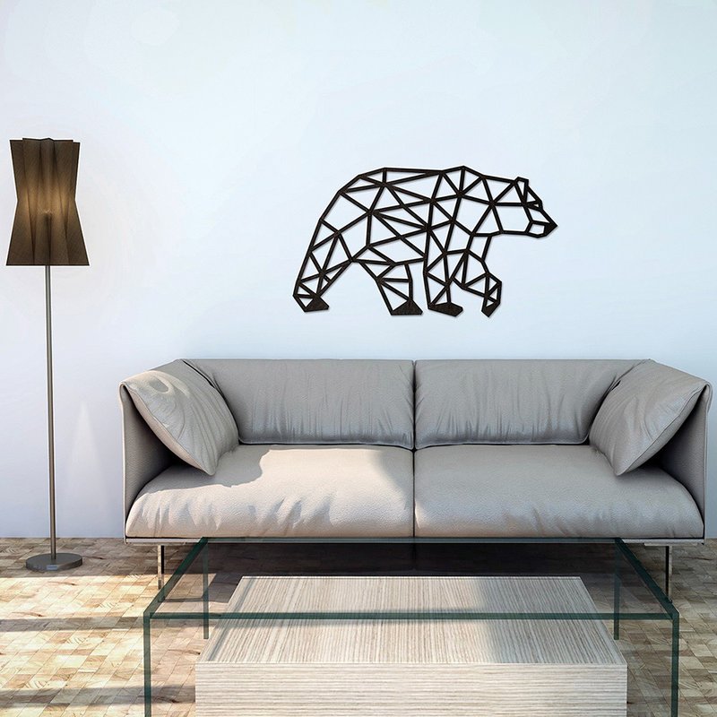 Handmade Geometric Wall Decoration Polar Bear Wooden Combination Black Wall Sticker - งานไม้/ไม้ไผ่/ตัดกระดาษ - ไม้ สีดำ