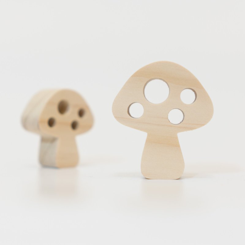 wagaZOO thick-cut building block plant series-shiitake mushrooms - Items for Display - Wood Khaki