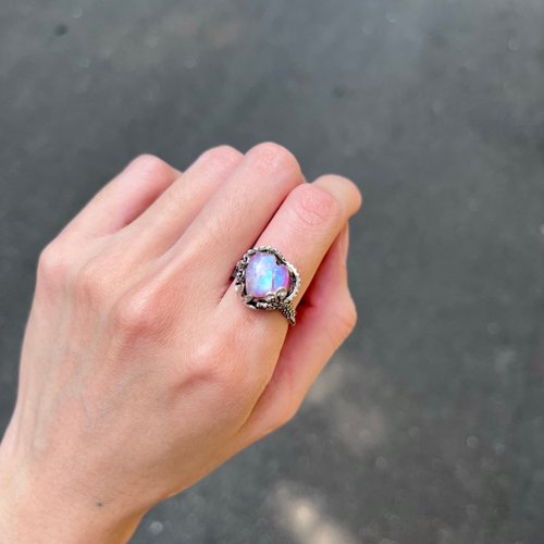 Xiyingyao 925 シルバーパウダームーンライトムーンストーンピンク