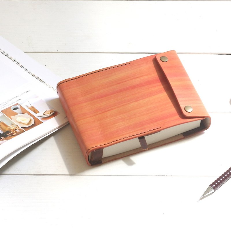 Crafted MUJI note paper notebook | maple red brush-dyed vegetable tanned cow leather | multi-color - สมุดบันทึก/สมุดปฏิทิน - หนังแท้ สีแดง