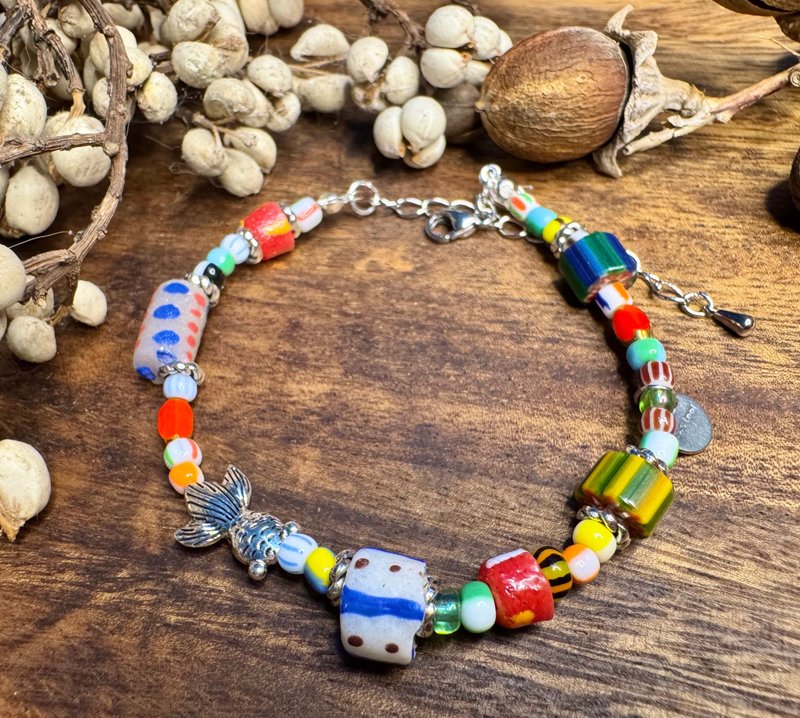 Nepal original glass bracelet A0013 Colorful World - Bracelets - Other Materials 