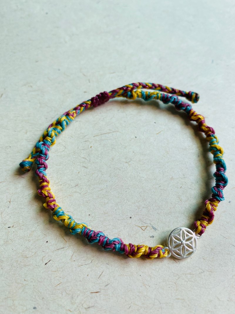 Flower of Life Carnival South American Wax Line 925 Sterling Silver Braided Bracelet - สร้อยข้อมือ - เงินแท้ หลากหลายสี