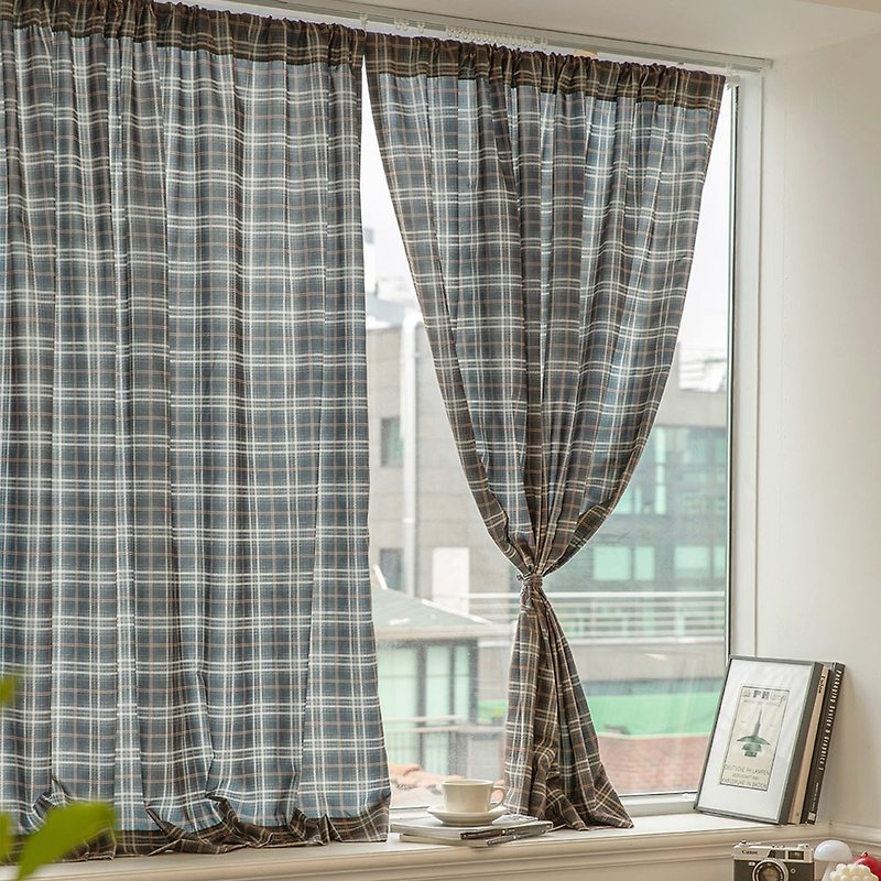 Calm plaid translucent curtains 150x150 Korean curtains and door curtains with discounts in stock and quickly delivered to your door - Doorway Curtains & Door Signs - Polyester 
