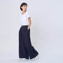 Ken Cotton-Linen Pleated Wide Pants with Back Elastic Waist