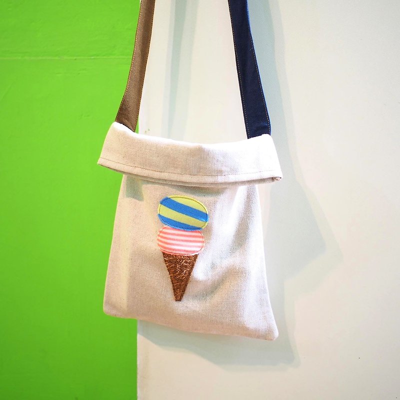 E*group knotted bag ice cream colorful ball canvas bag canvas bag tote bag - กระเป๋าถือ - ผ้าฝ้าย/ผ้าลินิน ขาว