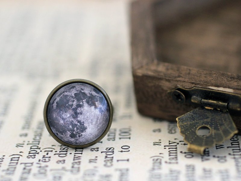 Moon Ring, Full Moon Ring, Solar System Ring, Moon Phase, Moon Jewelry - 戒指 - 其他金屬 咖啡色