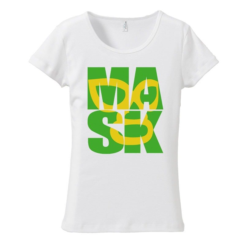 [Women's T-shirt] MASK2 - เสื้อยืดผู้หญิง - ผ้าฝ้าย/ผ้าลินิน ขาว