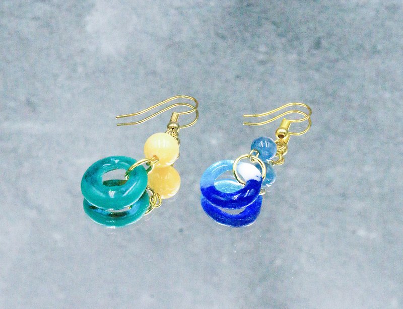 Glass earrings - Earrings & Clip-ons - Colored Glass Green