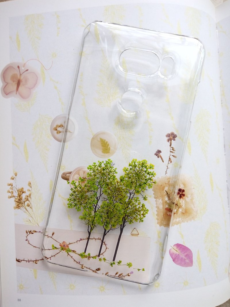 Pressed flower phone case, Handmade phone case, LG V30 - Phone Cases - Plastic Green