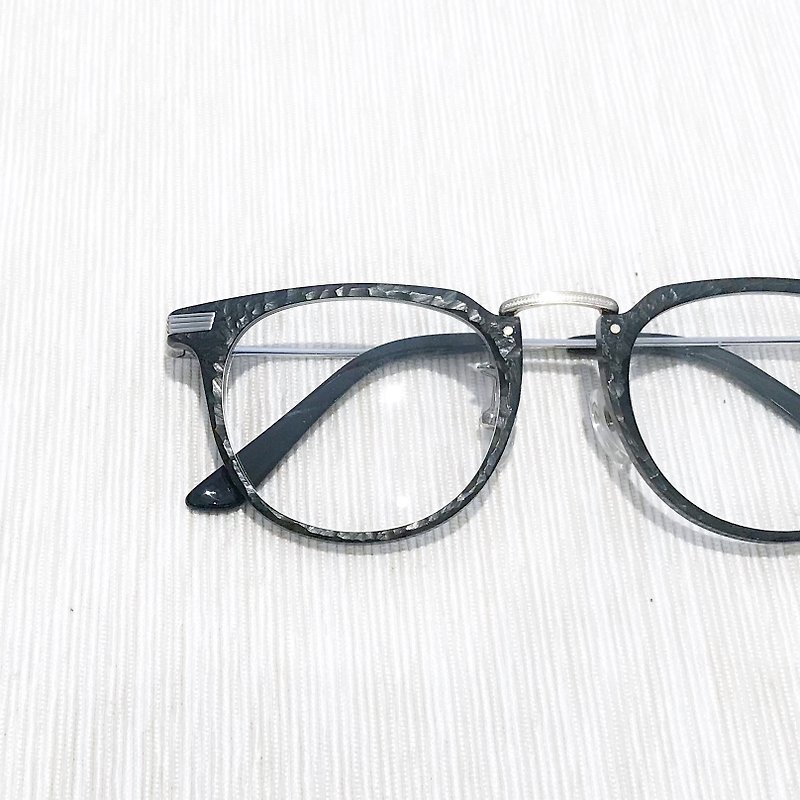 磨砂黑拼金屬手工眼鏡框 - 眼鏡/眼鏡框 - 塑膠 黑色