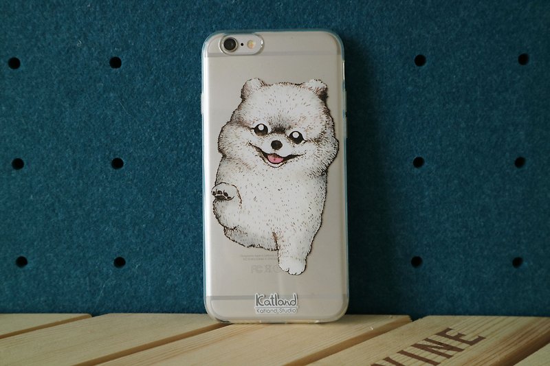 自家設計 - 白色松鼠狗 博美犬手機殼 保護套Phone Case D14_B_0 - 手機殼/手機套 - 塑膠 白色