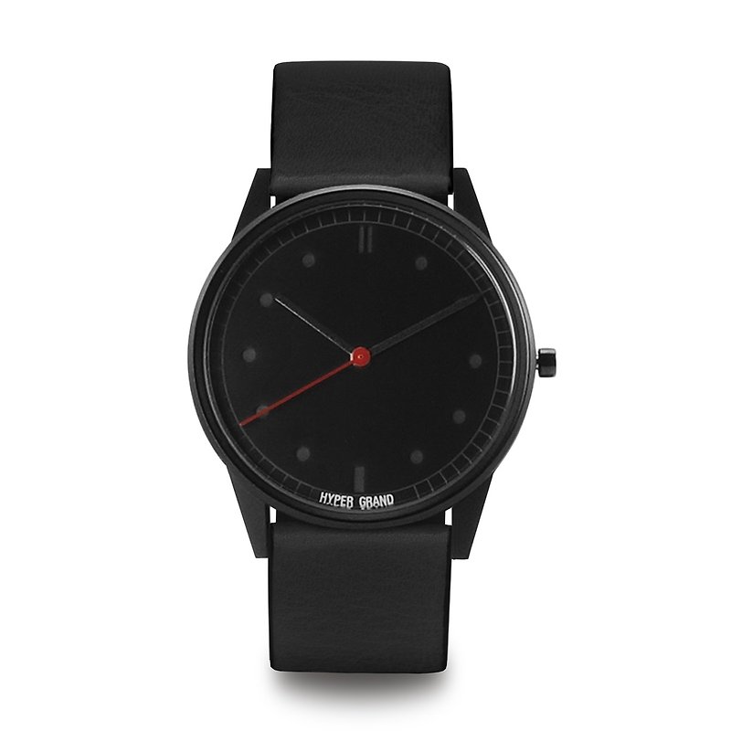 HYPERGRAND - 01 Basic Series - Black Dial Black Leather Watch - นาฬิกาผู้ชาย - วัสดุอื่นๆ สีดำ
