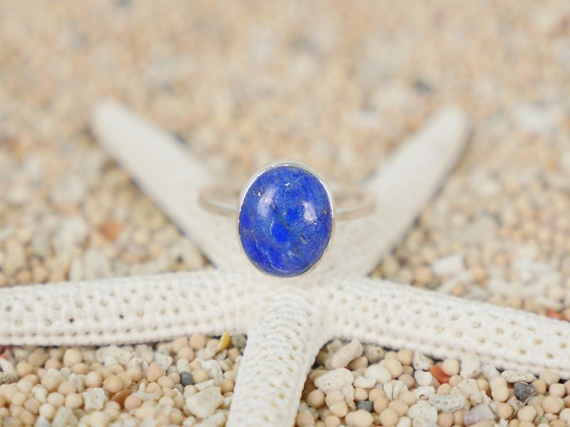 ラピスラズリのシルバーリング - 戒指 - 石頭 藍色