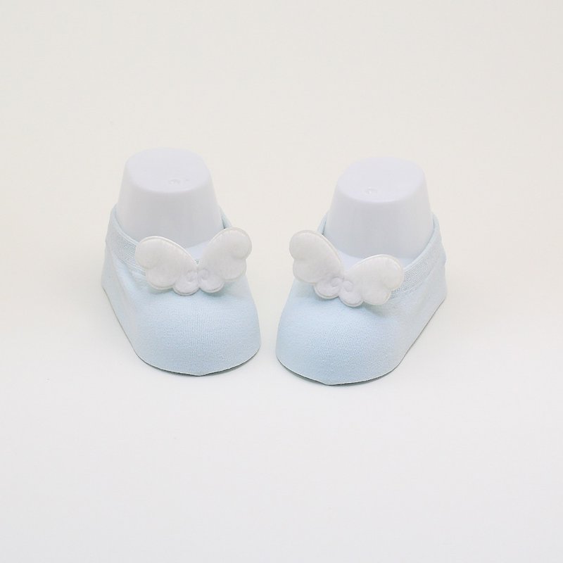 Baby Gift Newborn Baby Girl and boy cool Socks with Angel wing - ถุงเท้าเด็ก - ผ้าฝ้าย/ผ้าลินิน สีน้ำเงิน