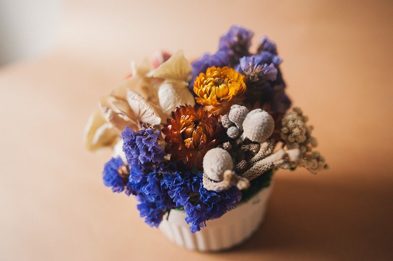 } {Fleurir blossoming time hand-made dried flower gift / Wedding Accessories / Customized - ตกแต่งต้นไม้ - พืช/ดอกไม้ สีน้ำเงิน