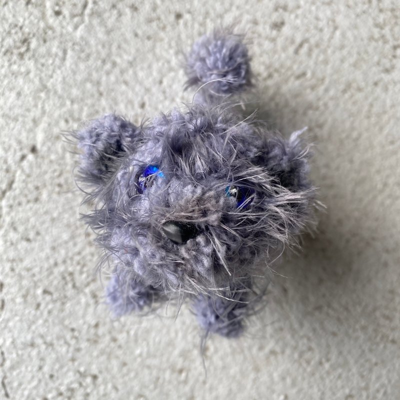 深灰藍眼貓咪17cm-毛根扭扭棒手作/娃娃玩偶公仔/モールアート - 公仔/玩偶 - 其他人造纖維 灰色