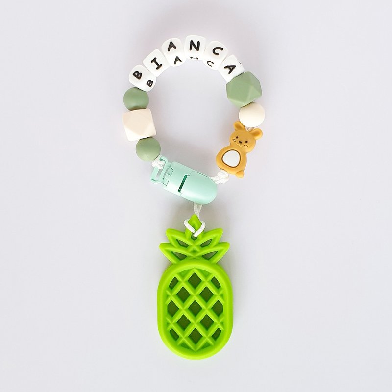 客製化 27公分 BIANCA 兔子 亮綠色鳳梨固齒器 - 寶寶/兒童玩具/玩偶 - 其他材質 綠色