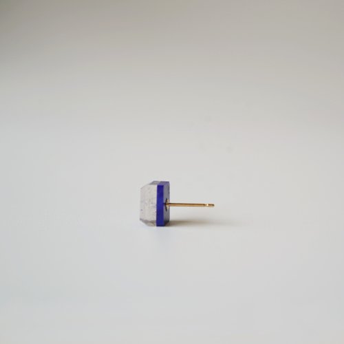 K10YG Natural stone earrings [Rutile x Lapis Lazuli] - 設計館