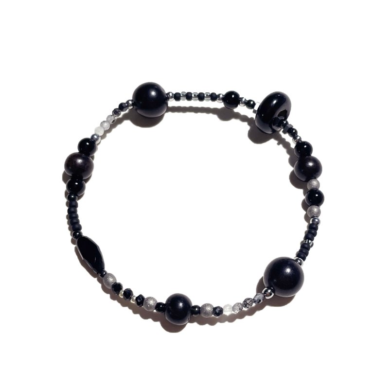 Black Natural Stone Bracelet 019 - 手鍊/手環 - 寶石 黑色