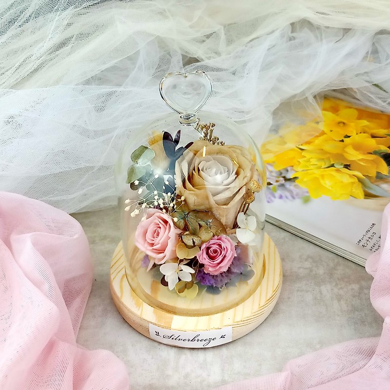 Preserved Flower Glass Cover Preserved Flower Decoration Valentine&#39;s Day Gift Mother&#39;s Day Birthday PF-001