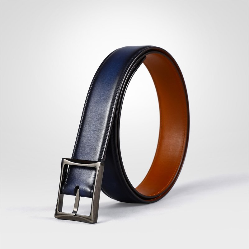 Young men's casual formal wear pin buckle belt hand rubbed color smart casual leather belt - เข็มขัด - หนังแท้ หลากหลายสี