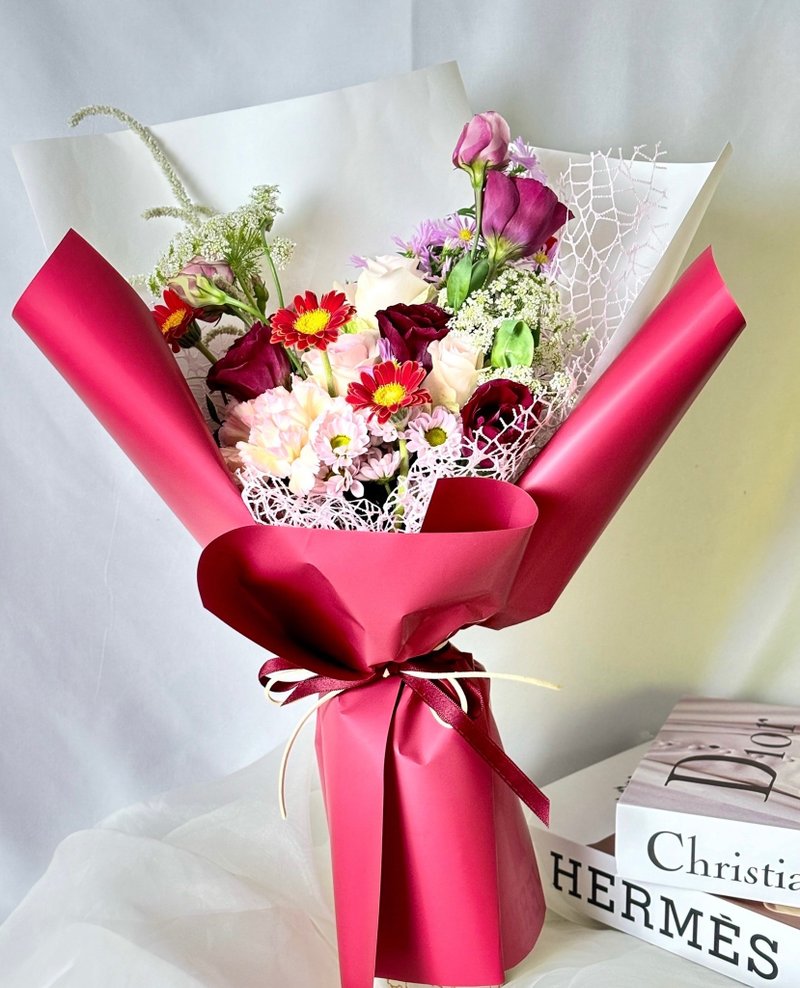 Rose Bouquet-Rose flower bouquet gift giving - ตกแต่งต้นไม้ - พืช/ดอกไม้ สึชมพู