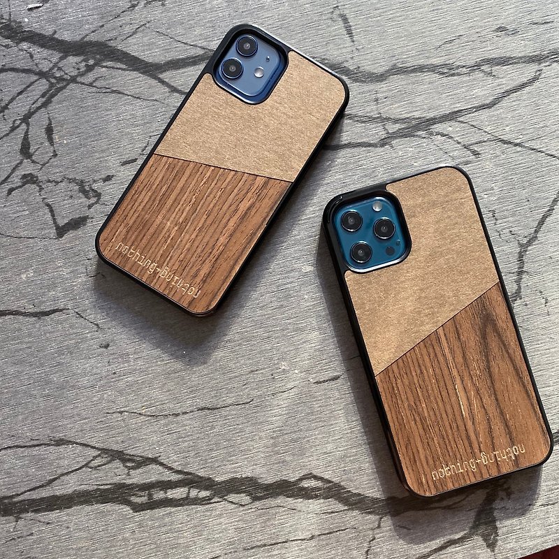 手作りの木とクラフト紙iPhone12 mini / 12/12 Pro / 12 Pro Max - スマホケース - 木製 ブラウン