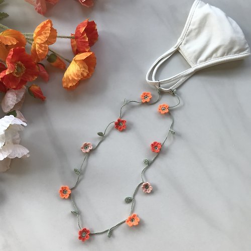  The Champagne Flowers Color of Crochet Face Mask Chain
