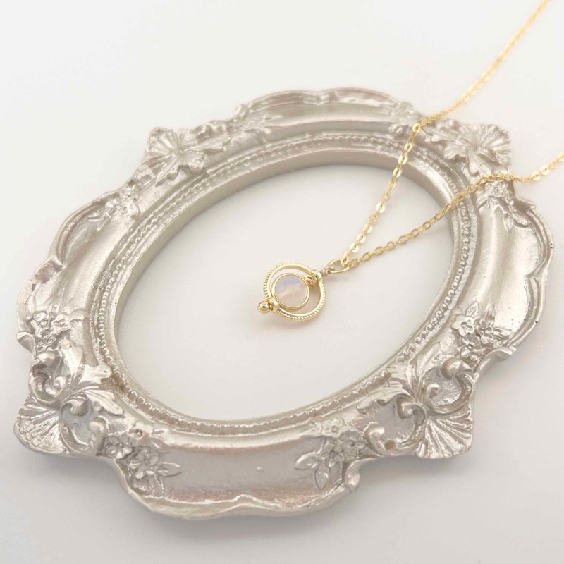 [Star Series] Natural stone romantic moonstone ring gold necklace - สร้อยคอ - คริสตัล สีเทา