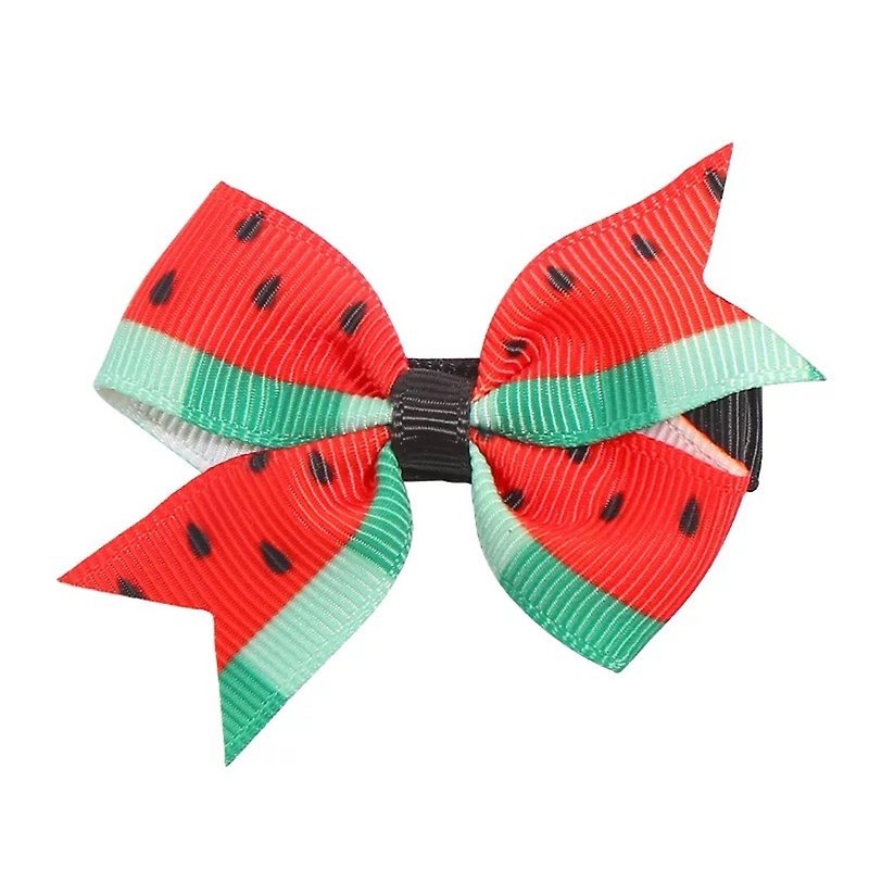 Cutie Bella printed bow hairpin all-inclusive cloth handmade hair accessories watermelon - เครื่องประดับผม - เส้นใยสังเคราะห์ สีเขียว