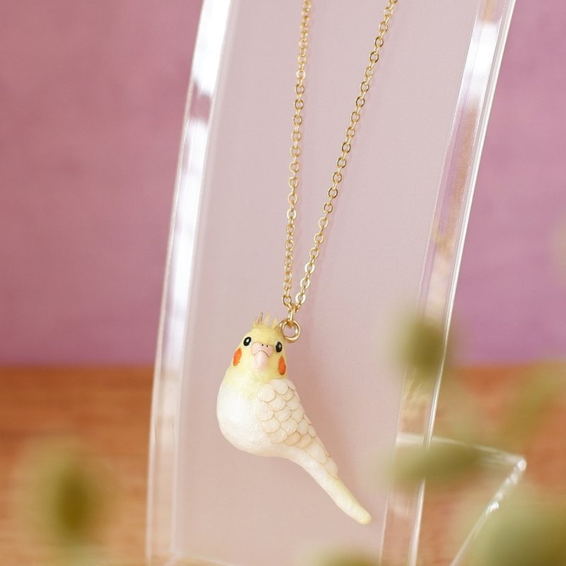 和紙アクセサリー　ネックレス　オカメインコ　ルチノー　インコ　鳥　飼い鳥 - 項鍊 - 其他材質 白色
