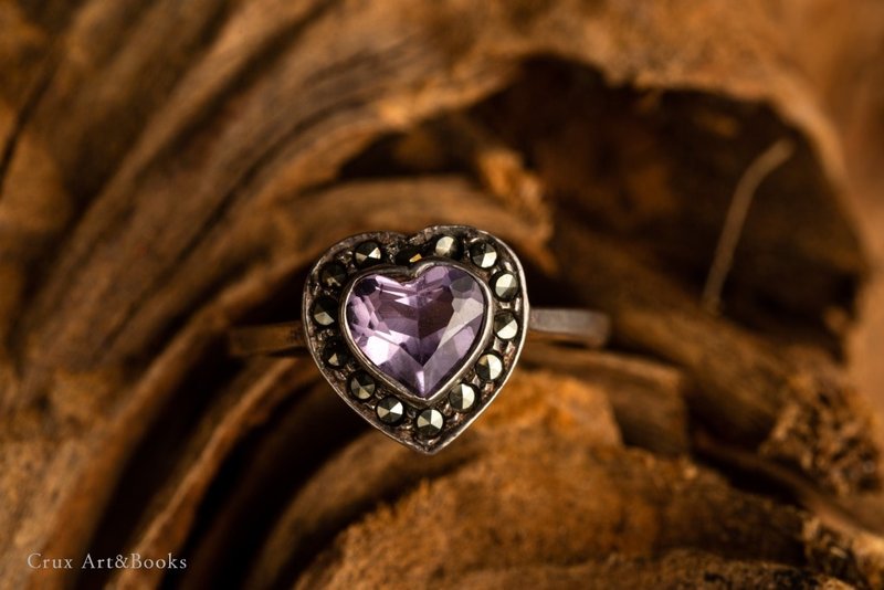 【CRUXART】Western jewelry-light luxury items-New York FMC heart-shaped amethyst ring - General Rings - Sterling Silver Purple