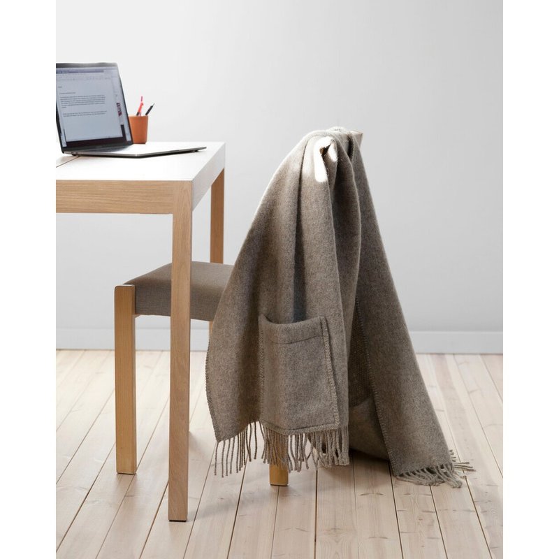 UNI wool pocket shawl (grey brown) - Knit Scarves & Wraps - Wool Khaki