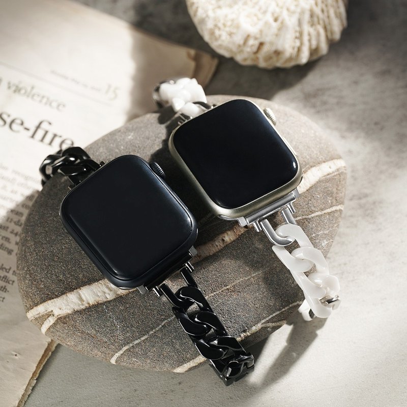 Apple watch - textured ceramic stitching single chain - Watchbands - Other Metals 