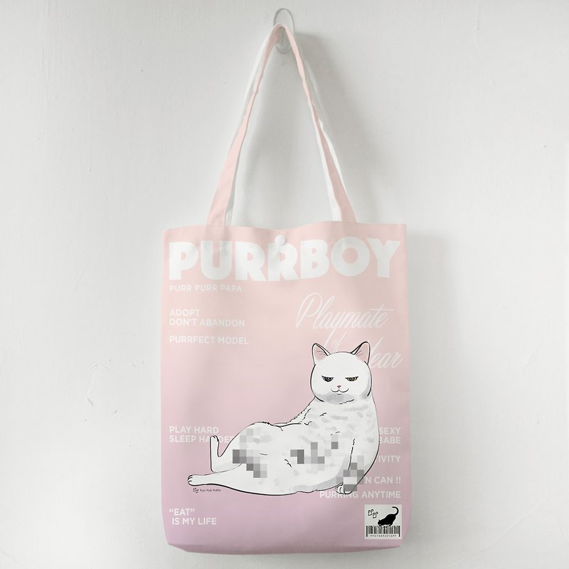 Cover Cat Model Tote Bag White - Handbags & Totes - Cotton & Hemp 
