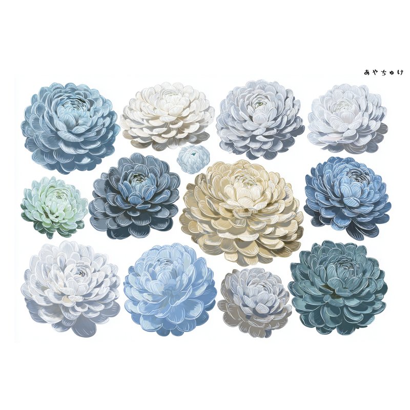 【10月新作4】20-22-0046  チョキペーパー・コラージュ素材  ラナンキュラス - 貼紙 - 紙 